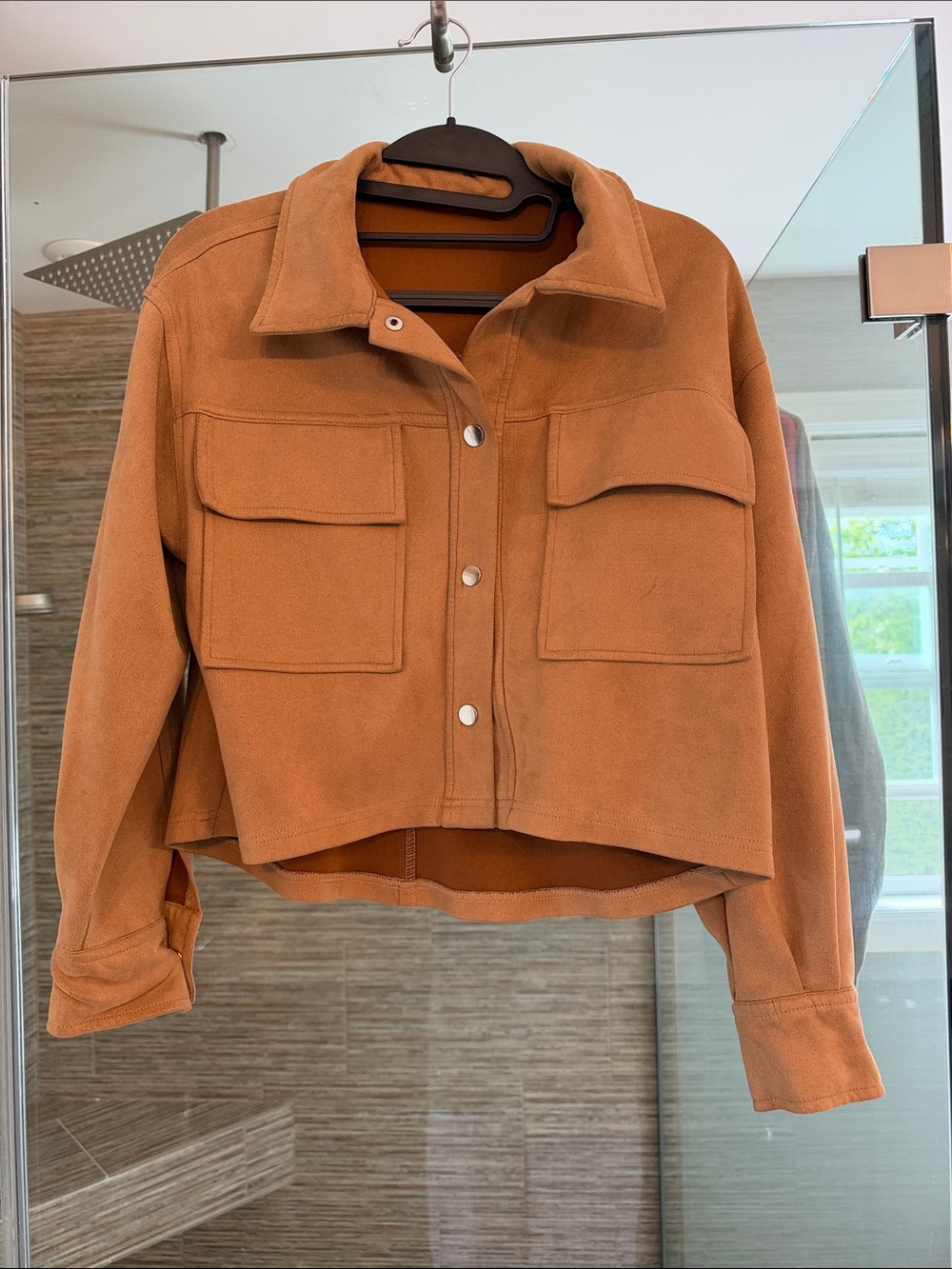 Lulu's  faux Suede Cropped Button-Front Jacket